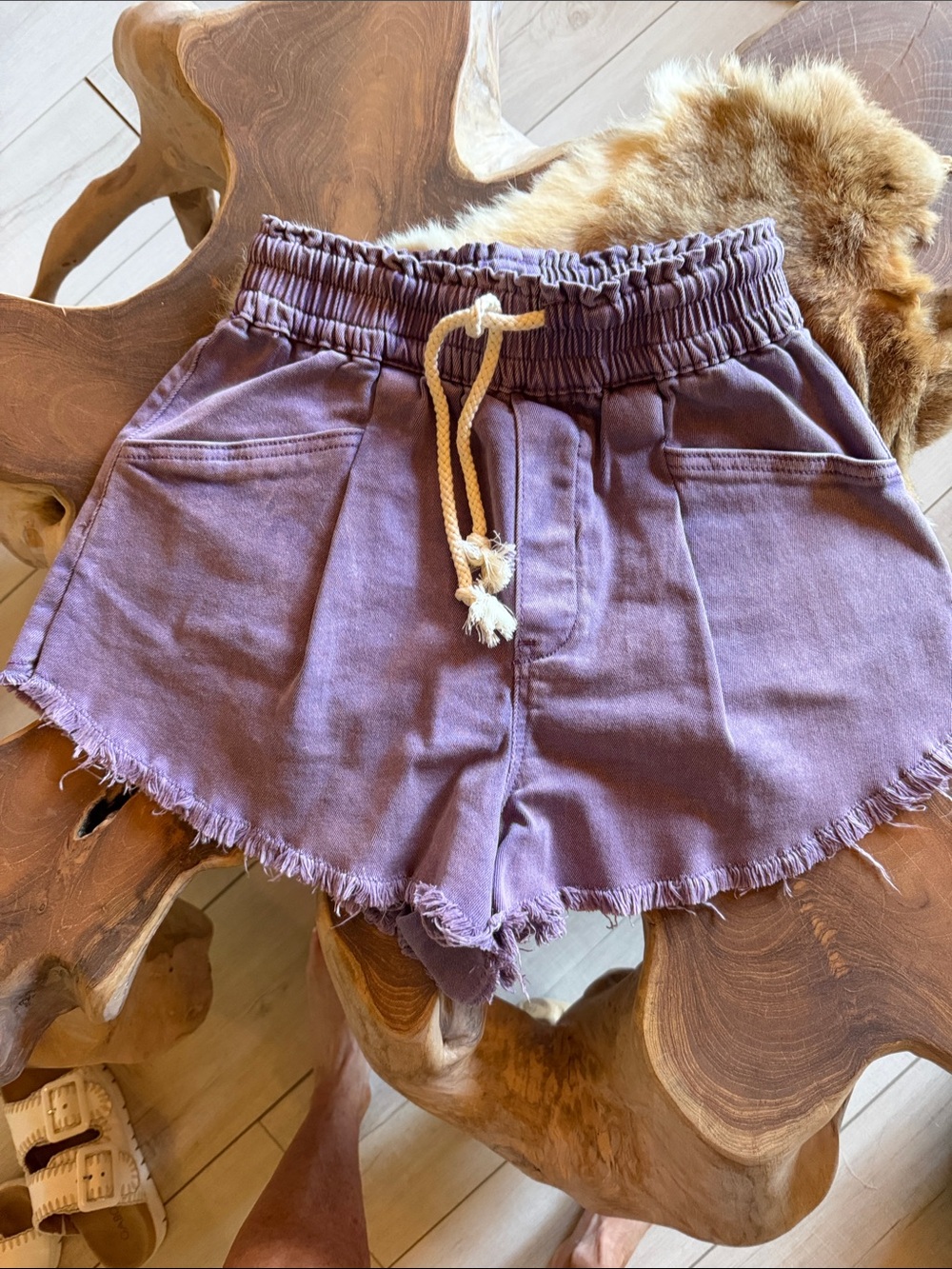 High-Rise Lavender Drawstring Women's Shorts